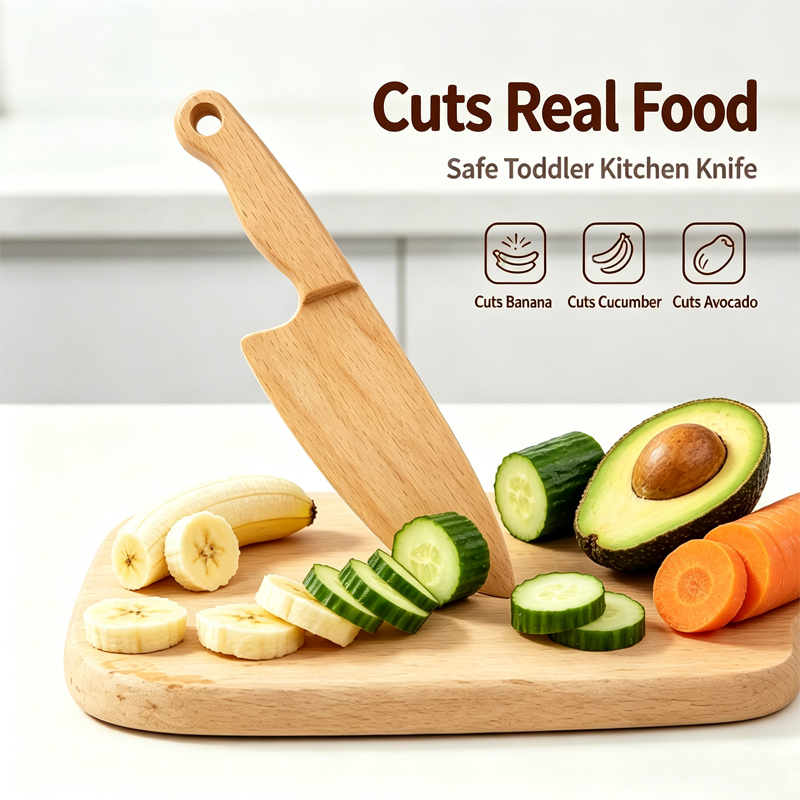 Kids Outdoor Kitchen Accessories - Ahşap Çocuk Bıçağı Pişirme için Sevimli